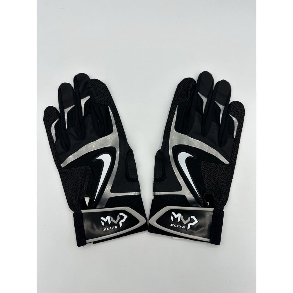 Nike MVP Elite Batting Gloves M GB0378-007 Black Silver Sample Rare 2014